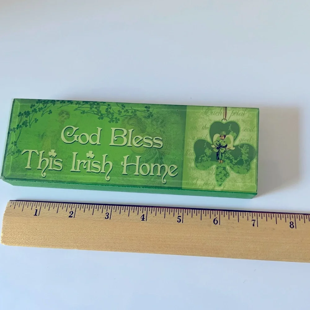 Two Kelly Green Irish Decorations Featuring Shamrocks and Witty Verbiage.